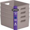 imageSuperio Ribbed Collection  Decorative Plastic Open Home Storage Bins Organizer Baskets Large Taupe 2 Pack Container Boxes for Organizing Closet Shelves Drawer Shelf 15 Liter16 QuartBin  Large 15 Liter