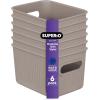 imageSuperio Ribbed Collection  Decorative Plastic Open Home Storage Bins Organizer Baskets Large Taupe 2 Pack Container Boxes for Organizing Closet Shelves Drawer Shelf 15 Liter16 QuartBin  Small 15 Liter