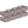 imageSuperio Ribbed Collection  Decorative Plastic Open Home Storage Bins Organizer Baskets Large Taupe 2 Pack Container Boxes for Organizing Closet Shelves Drawer Shelf 15 Liter16 QuartBin  Large 15 Liter