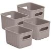 imageSuperio Ribbed Collection  Decorative Plastic Open Home Storage Bins Organizer Baskets Large Taupe 2 Pack Container Boxes for Organizing Closet Shelves Drawer Shelf 15 Liter16 QuartBin  Small 15 Liter