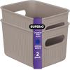 imageSuperio Ribbed Collection  Decorative Plastic Open Home Storage Bins Organizer Baskets Large Taupe 2 Pack Container Boxes for Organizing Closet Shelves Drawer Shelf 15 Liter16 QuartBin  Small 15 Liter