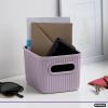 imageSuperio Ribbed Collection  Decorative Plastic Open Home Storage Bins Organizer Baskets XLarge Lilac Purple 1 Pack Container Boxes for Organizing Closet Shelves Drawer Shelf 22 Liter23 QuartBin  Small 15 Liter