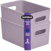 imageSuperio Ribbed Collection  Decorative Plastic Open Home Storage Bins Organizer Baskets XLarge Lilac Purple 1 Pack Container Boxes for Organizing Closet Shelves Drawer Shelf 22 Liter23 QuartBin  Medium 5 Liter