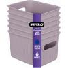 imageSuperio Ribbed Collection  Decorative Plastic Open Home Storage Bins Organizer Baskets XLarge Lilac Purple 1 Pack Container Boxes for Organizing Closet Shelves Drawer Shelf 22 Liter23 QuartBin  Small 15 Liter