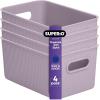 imageSuperio Ribbed Collection  Decorative Plastic Open Home Storage Bins Organizer Baskets XLarge Lilac Purple 1 Pack Container Boxes for Organizing Closet Shelves Drawer Shelf 22 Liter23 QuartBin  Medium 5 Liter