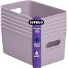 imageSuperio Ribbed Collection  Decorative Plastic Open Home Storage Bins Organizer Baskets XLarge Lilac Purple 1 Pack Container Boxes for Organizing Closet Shelves Drawer Shelf 22 Liter23 QuartBin  Medium 5 Liter