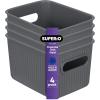 imageSuperio Ribbed Collection Lid for Decorative Plastic Open Home Storage Bins Organizer Baskets Medium Grey  for Organizing Closet Shelves Drawer Shelf 5 LiterBin  Small 15 Liter