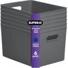 imageSuperio Ribbed Collection Lid for Decorative Plastic Open Home Storage Bins Organizer Baskets Medium Grey  for Organizing Closet Shelves Drawer Shelf 5 LiterBin  Extra Large 22 Liter