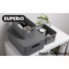 imageSuperio Ribbed Collection Lid for Decorative Plastic Open Home Storage Bins Organizer Baskets Medium Grey  for Organizing Closet Shelves Drawer Shelf 5 LiterBin  Medium 5 Liter