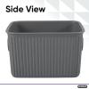 imageSuperio Ribbed Collection Lid for Decorative Plastic Open Home Storage Bins Organizer Baskets Medium Grey  for Organizing Closet Shelves Drawer Shelf 5 LiterBin  Small 15 Liter