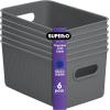imageSuperio Ribbed Collection Lid for Decorative Plastic Open Home Storage Bins Organizer Baskets Medium Grey  for Organizing Closet Shelves Drawer Shelf 5 LiterBin  Medium 5 Liter