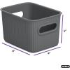 imageSuperio Ribbed Collection Lid for Decorative Plastic Open Home Storage Bins Organizer Baskets Medium Grey  for Organizing Closet Shelves Drawer Shelf 5 LiterBin  Small 15 Liter