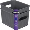 imageSuperio Ribbed Collection Lid for Decorative Plastic Open Home Storage Bins Organizer Baskets Medium Grey  for Organizing Closet Shelves Drawer Shelf 5 LiterBin  Small 15 Liter
