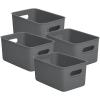 imageSuperio Ribbed Collection Lid for Decorative Plastic Open Home Storage Bins Organizer Baskets Medium Grey  for Organizing Closet Shelves Drawer Shelf 5 LiterBin  Medium 5 Liter