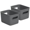 imageSuperio Ribbed Collection Lid for Decorative Plastic Open Home Storage Bins Organizer Baskets Medium Grey  for Organizing Closet Shelves Drawer Shelf 5 LiterBin  Small 15 Liter