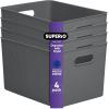 imageSuperio Ribbed Collection Lid for Decorative Plastic Open Home Storage Bins Organizer Baskets Medium Grey  for Organizing Closet Shelves Drawer Shelf 5 LiterBin  Extra Large 22 Liter