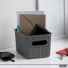 imageSuperio Ribbed Collection Lid for Decorative Plastic Open Home Storage Bins Organizer Baskets Medium Grey  for Organizing Closet Shelves Drawer Shelf 5 LiterBin  Small 15 Liter