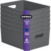 imageSuperio Ribbed Collection Lid for Decorative Plastic Open Home Storage Bins Organizer Baskets Medium Grey  for Organizing Closet Shelves Drawer Shelf 5 LiterBin  Large 15 Liter