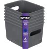 imageSuperio Ribbed Collection Lid for Decorative Plastic Open Home Storage Bins Organizer Baskets Medium Grey  for Organizing Closet Shelves Drawer Shelf 5 LiterBin  Small 15 Liter