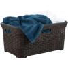 imageDesigned Laundry Basket Plastic 2 Pack Storage Hamper Basket Brown Cloths Basket Organizer with Cutout Handles Space Saving for Laundry Room Bedroom Bathroom Wicker Design 50 LiterBrown