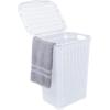 imagePlastic Laundry Hamper with Lid Laundry Hamper Basket White Smoke 2 Pack Tall Cloths Hamper Organizer with Cutout Handles Space Saving for Laundry Room Bedroom Bathroom Wicker Design 60 LiterWhite
