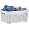 imageSuperio Laundry Basket knit Style Storage Hamper Basket with Cutout Handles 40 Liter White Easy Storage Dirty Clothes in Laundry Room Bathroom or BedroomWhite