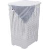 imageSuperio Laundry Hamper Basket With Easy Open Lid 60 Liter Brown Large Wicker Hamper Dirty Cloths Storage With Two Cutout Handles Laundry Room Bin 170 BushelWhite Smoke