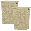 imageSuperio Laundry Hamper with Lid Lace Design 50 Liter  2 Pack Laundry Hamper Basket with Cutout Handles Rectangular Shape Modern Style Bin Dirty Cloths Storage Beige 2 PackBeige 2 Pack