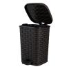 imageSuperio Mini Trash Can with Foot Pedal Small Outdoor Garbage Can with Lid 15 Gallon Plastic Waste Basket for Bathroom Bedroom Kitchen Office Patio Wicker Brown 6 QTBrown