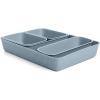 imageSuperio Ribbed Collection  Decorative Plastic Desk Drawer Organizer Tray Blue Set of 5 Open Home Storage Bins Organizer Baskets for Organizing Closet Shelves Drawer ShelfBlue