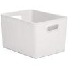 imageSuperio Ribbed Collection  Decorative Plastic Open Home Storage Bins Organizer Baskets Large Brown 2 Pack Container Boxes for Organizing Closet Shelves Drawer Shelf 15 Liter16 QuartWhite