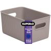imageSuperio Ribbed Collection  Decorative Plastic Open Home Storage Bins Organizer Baskets Large Taupe 2 Pack Container Boxes for Organizing Closet Shelves Drawer Shelf 15 Liter16 QuartBin  Medium 5 Liter