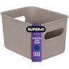 imageSuperio Ribbed Collection  Decorative Plastic Open Home Storage Bins Organizer Baskets Large Taupe 2 Pack Container Boxes for Organizing Closet Shelves Drawer Shelf 15 Liter16 QuartBin  Small 15 Liter