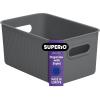 imageSuperio Ribbed Collection Lid for Decorative Plastic Open Home Storage Bins Organizer Baskets Medium Grey  for Organizing Closet Shelves Drawer Shelf 5 LiterBin  Medium 5 Liter