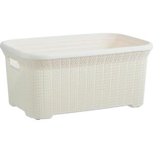 imageSuperio Laundry Basket knit Style Storage Hamper Basket with Cutout Handles 40 Liter White Easy Storage Dirty Clothes in Laundry Room Bathroom or BedroomCream