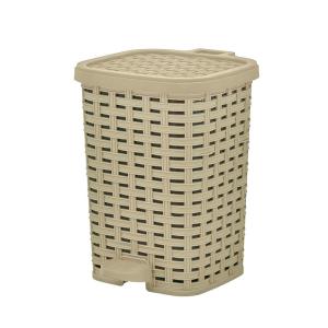 imageSuperio Mini Trash Can with Foot Pedal Small Outdoor Garbage Can with Lid 15 Gallon Plastic Waste Basket for Bathroom Bedroom Kitchen Office Patio Wicker Brown 6 QTBeige and Brown