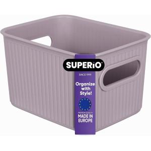 imageSuperio Ribbed Collection  Decorative Plastic Open Home Storage Bins Organizer Baskets XLarge Lilac Purple 1 Pack Container Boxes for Organizing Closet Shelves Drawer Shelf 22 Liter23 QuartBin  Small 15 Liter