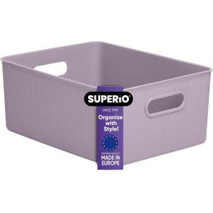 imageSuperio Ribbed Collection  Decorative Plastic Open Home Storage Bins Organizer Baskets XLarge Lilac Purple 1 Pack Container Boxes for Organizing Closet Shelves Drawer Shelf 22 Liter23 QuartBin  Large 15 Liter