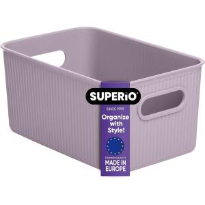 imageSuperio Ribbed Collection  Decorative Plastic Open Home Storage Bins Organizer Baskets XLarge Lilac Purple 1 Pack Container Boxes for Organizing Closet Shelves Drawer Shelf 22 Liter23 QuartBin  Medium 5 Liter