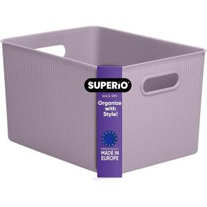 imageSuperio Ribbed Collection  Decorative Plastic Open Home Storage Bins Organizer Baskets XLarge Lilac Purple 1 Pack Container Boxes for Organizing Closet Shelves Drawer Shelf 22 Liter23 QuartBin  Extra Large 22 Liter