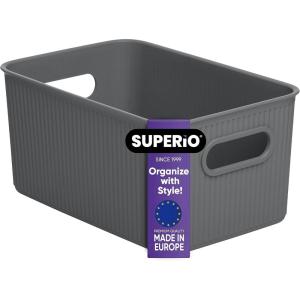 imageSuperio Ribbed Collection Lid for Decorative Plastic Open Home Storage Bins Organizer Baskets Medium Grey  for Organizing Closet Shelves Drawer Shelf 5 LiterBin  Medium 5 Liter