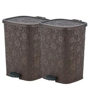 imageSuperio Step On Trash Can Beige 6 LiterBrown2 Pack