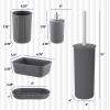 imageSuperio Ribbed Collection  Decorative Plastic Bathroom Accessories Set White Smoke Set of 4 Soap Dish Liquid Dispenser Toothbrush Holder Cup Vanity Organizer Tray  Bathroom Decor GiftGrey