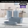 imageSuperio Ribbed Collection  Decorative Plastic Bathroom Accessories Set White Smoke Set of 4 Soap Dish Liquid Dispenser Toothbrush Holder Cup Vanity Organizer Tray  Bathroom Decor GiftBlue