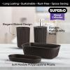imageSuperio Ribbed Collection  Decorative Plastic Bathroom Accessories Set White Smoke Set of 4 Soap Dish Liquid Dispenser Toothbrush Holder Cup Vanity Organizer Tray  Bathroom Decor GiftBrown