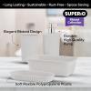 imageSuperio Ribbed Collection  Decorative Plastic Bathroom Accessories Set White Smoke Set of 4 Soap Dish Liquid Dispenser Toothbrush Holder Cup Vanity Organizer Tray  Bathroom Decor GiftWhite Smoke