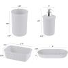 imageSuperio Ribbed Collection  Decorative Plastic Bathroom Accessories Set White Smoke Set of 4 Soap Dish Liquid Dispenser Toothbrush Holder Cup Vanity Organizer Tray  Bathroom Decor GiftWhite Smoke