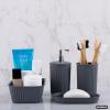 imageSuperio Ribbed Collection  Decorative Plastic Bathroom Accessories Set White Smoke Set of 4 Soap Dish Liquid Dispenser Toothbrush Holder Cup Vanity Organizer Tray  Bathroom Decor GiftGrey