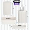 imageSuperio Ribbed Collection  Decorative Plastic Bathroom Accessories Set White Smoke Set of 4 Soap Dish Liquid Dispenser Toothbrush Holder Cup Vanity Organizer Tray  Bathroom Decor GiftWhite Smoke