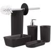 imageSuperio Ribbed Collection  Decorative Plastic Bathroom Accessories Set White Smoke Set of 4 Soap Dish Liquid Dispenser Toothbrush Holder Cup Vanity Organizer Tray  Bathroom Decor GiftBrown